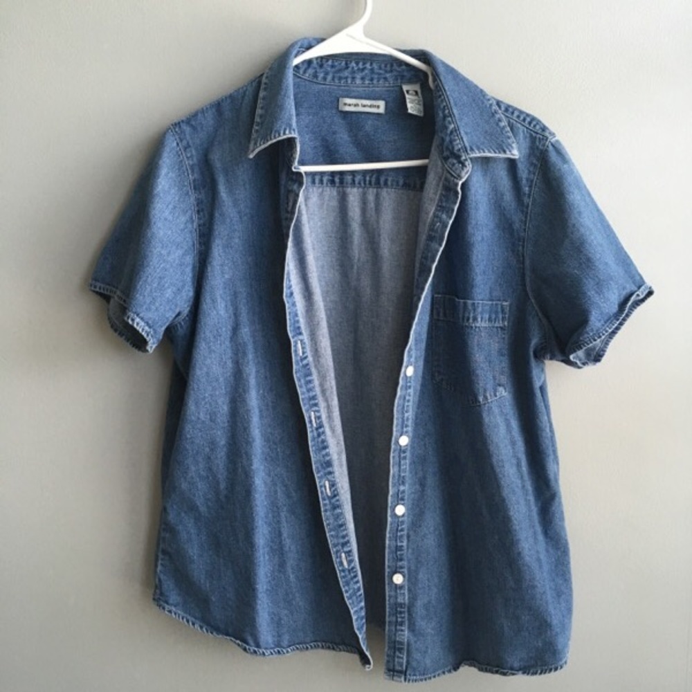 short sleeve denim button shirt